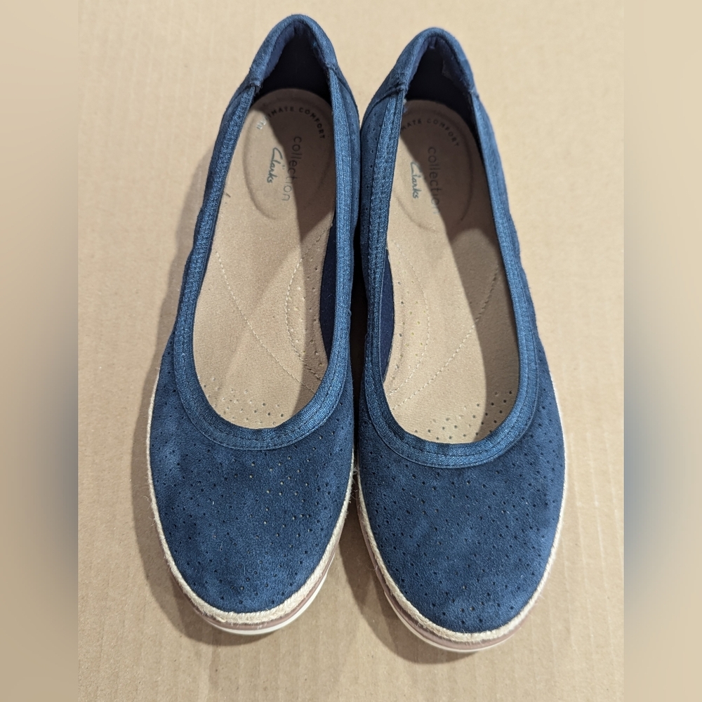 Clarks Collection Serena Kellyn Slip On Shoes Navy Blue Size 7M *GUC